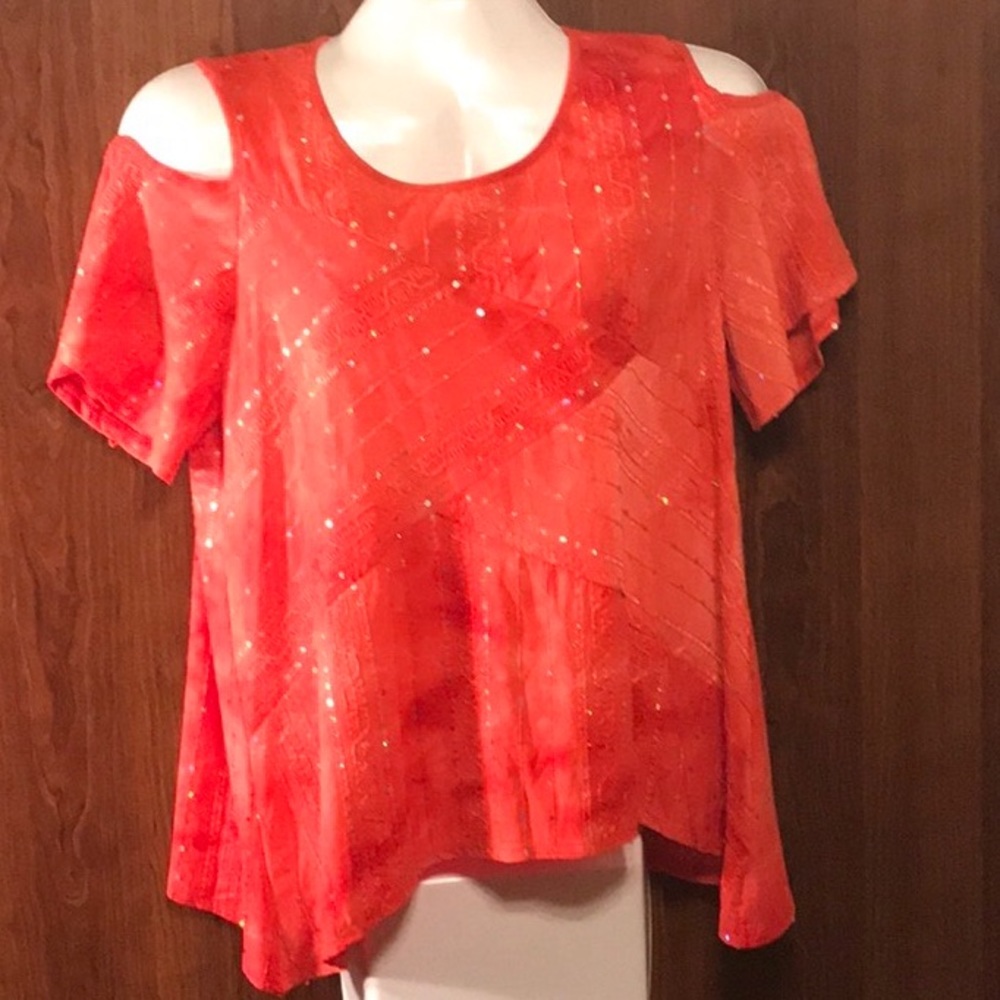 COLD SHOULDER TOP/SEQUINS, Sz PXL, NWT